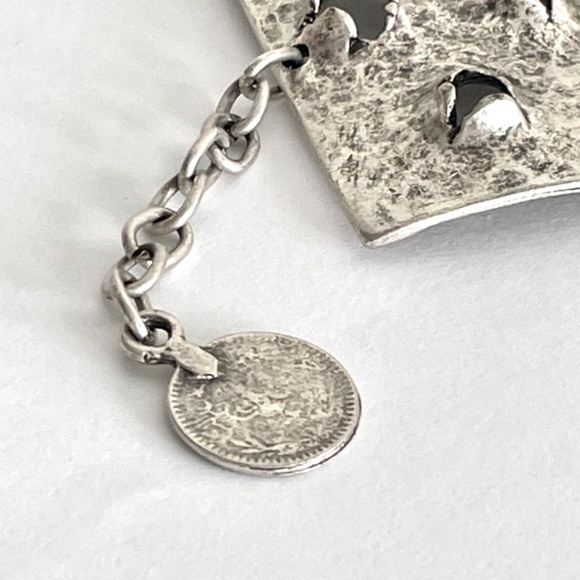 Vintage Artisan Handmade Hammered Silver Metal Cuff Bracelet - Picture 9 of 17